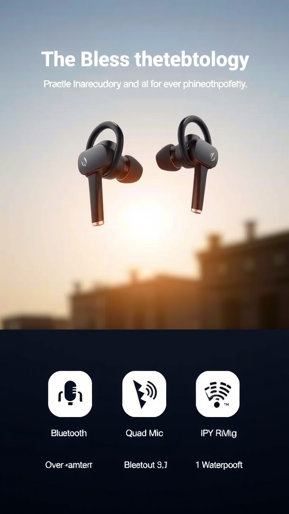 75 H Battery Wireless Earbuds – Bluetooth 5.4, Over-Ear Hooks, ENC Quad-Mic & IP7 Waterproof