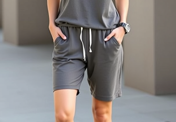 AUTOMET Womens Crew Neck Two Piece short Sets Cap Sleeve Drawstring Summer Sweatsuit with Pocket