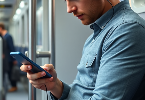 Anker PowerCore 10000 Portable Charger – Commuter on train charging phone