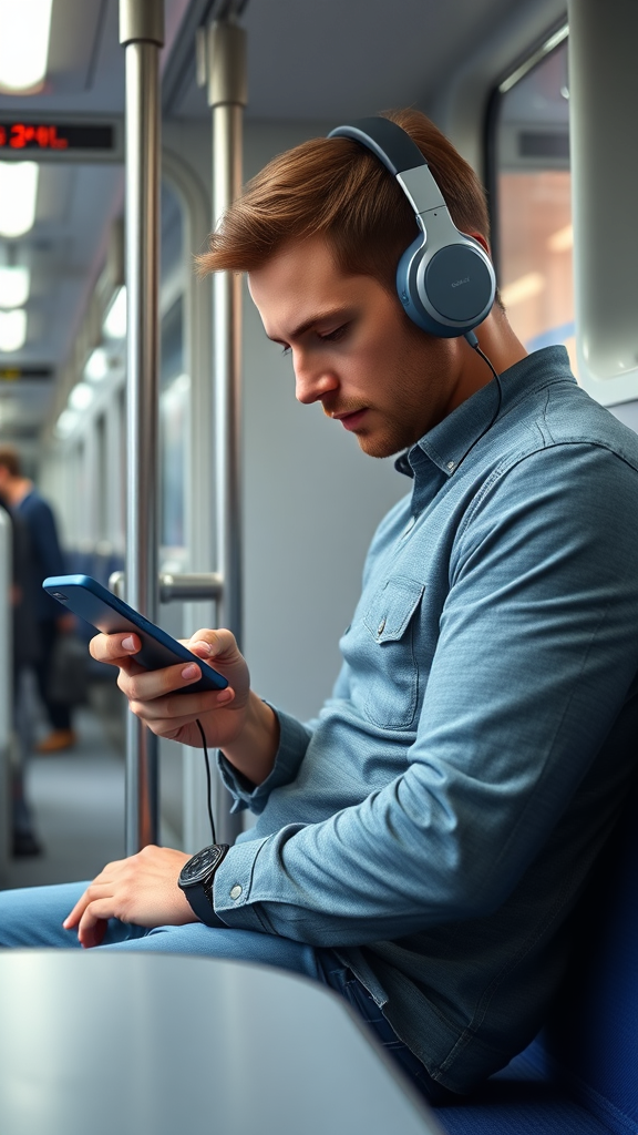 Anker PowerCore 10000 Portable Charger – Commuter on train charging phone