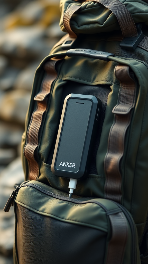 Anker PowerCore 10000 Portable Charger – In backpack travel gear scene