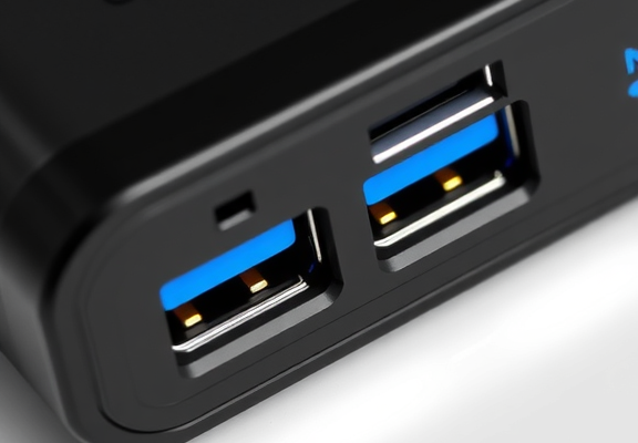Anker PowerCore 10000 Portable Charger – Macro close-up of USB-C & USB-A ports