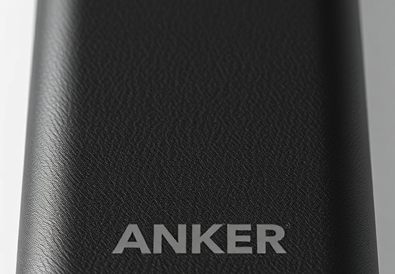 Anker PowerCore 10000 Portable Charger – Textured black finish macro shot