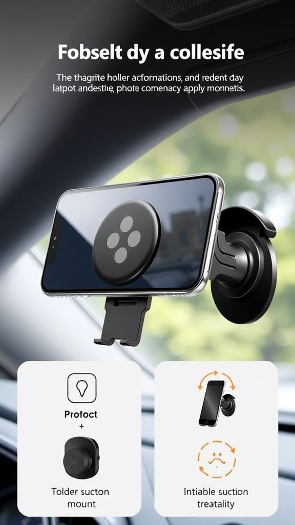 DKGEVEAO Vacuum Magnetic Phone Holder for Car – Foldable Suction Mount for All Smartphones