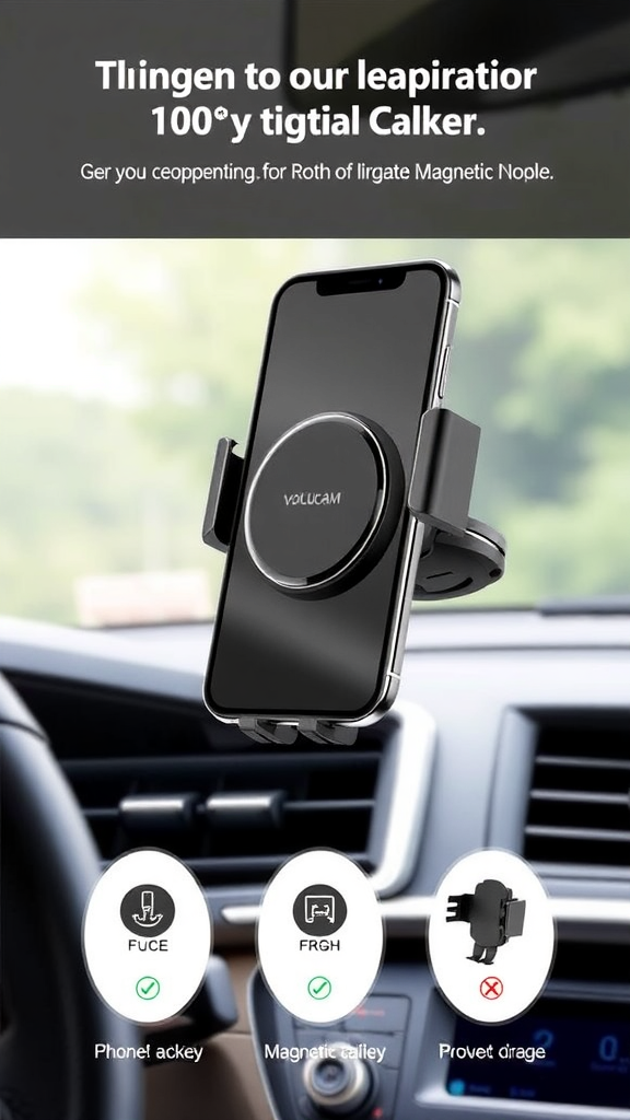 Electric Vacuum Magnetic Car Phone Mount – 360° Rotating Magnetic Holder for Car & Gym