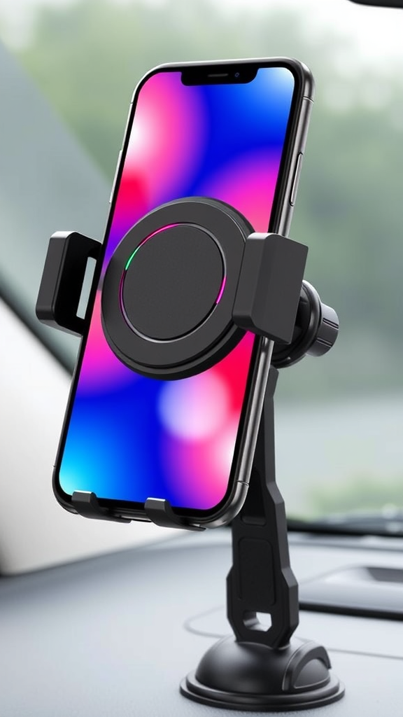 Jikasho Vacuum Magnetic Phone Holder – Foldable Suction Cup Mount for Car & Gym (Black)