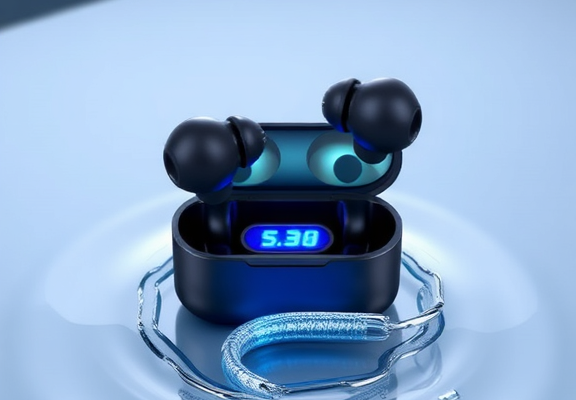 LED Battery Display Earbuds – Wireless Bluetooth 5.4, 75 H Playtime & IP7 Waterproof