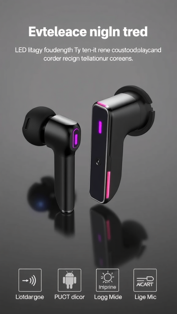 LED Display Bluetooth Earbuds – 75 H Stereo Deep Bass & 4 ENC Mics, IP7 Waterproof Sports Headphones