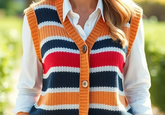 LILLUSORY Striped Sweater Vest – Women’s Summer Button-Up Top for Vacation & Spring Shirt Style