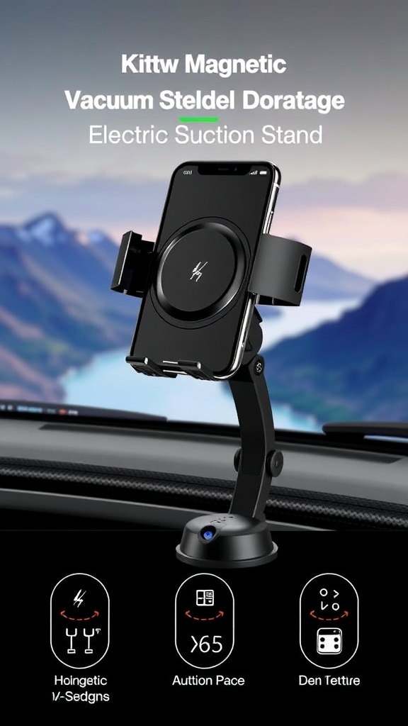 Oudvaker Foldable Magnetic Vacuum Phone Holder – 360° Electric Suction Stand