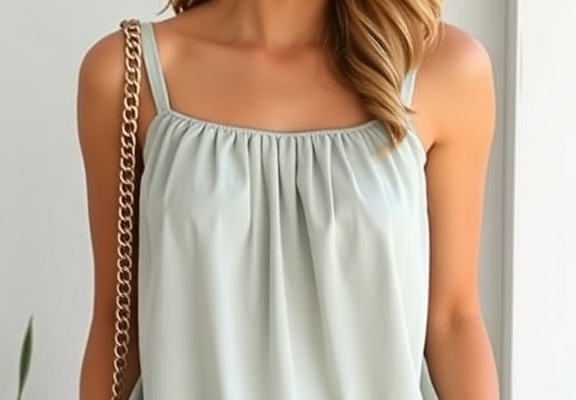 Saloogoe Summer Tank Tops for Women Loose Fit Pleated Square Neck Sleeveless Tops Curved Hem Flowy