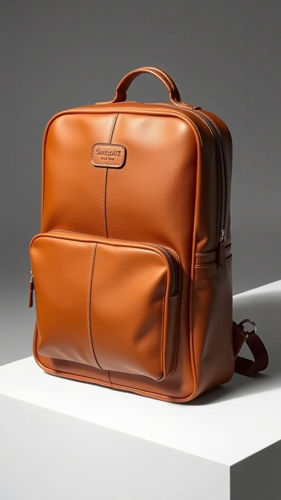 Samsonite Classic Leather Slim Backpack, Cognac , One Size