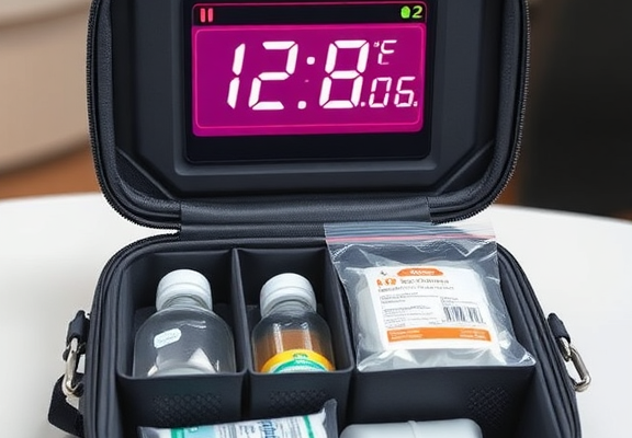 Travel Case TSA Approved Medication with Temperature Display Refrigerated Medicine Organizer Bag with 2 Ice Pack