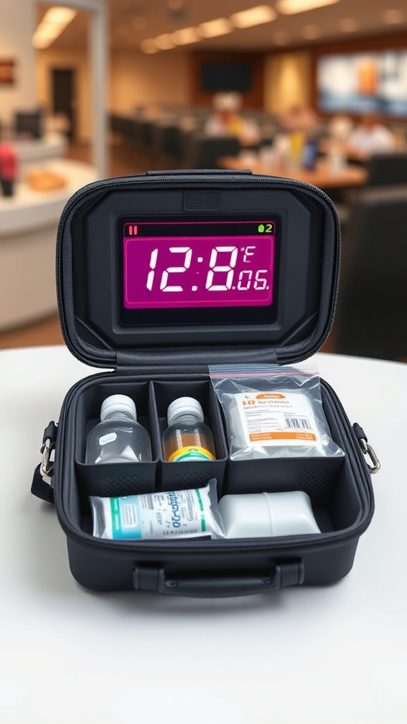 Travel Case TSA Approved Medication with Temperature Display Refrigerated Medicine Organizer Bag with 2 Ice Pack