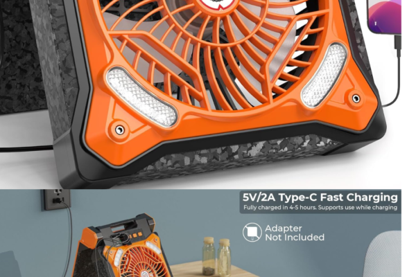 20000mAh Solar Fan & Portable Camping Fan with Lantern Rechargeable Battery Operated, 20H Run