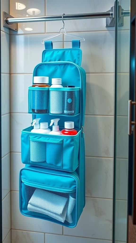 Veken 8 Set Packing Cubes for Travel Essentials – Hanging Toiletry Bag in Hotel Bathroom