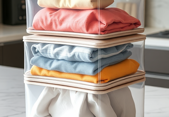 Veken 8 Set Packing Cubes for Travel Essentials – Stack of Packing Cubes on Marble Counter