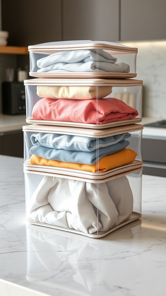 Veken 8 Set Packing Cubes for Travel Essentials – Stack of Packing Cubes on Marble Counter