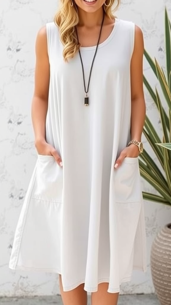 WEESO Womens Summer Dresses Loose U Neck Sleeveless Sundresses Dress with Pockets: Sundresses are a summer staple.