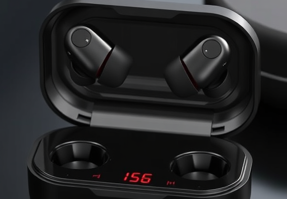 Wireless Bluetooth 5.4 Earbuds – 75 H Playtime, LED Case Display & 4-Mic ENC in Black