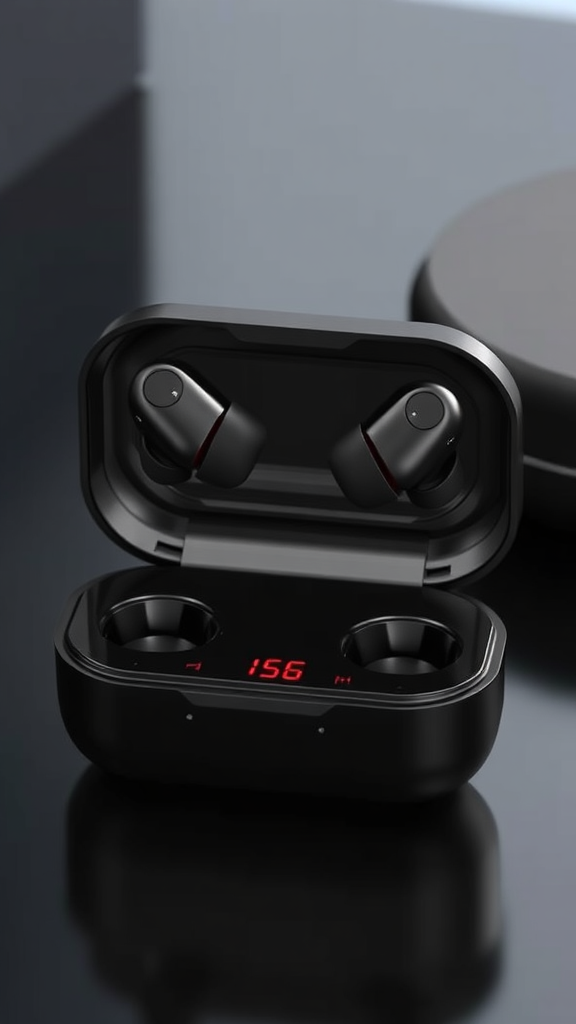 Wireless Bluetooth 5.4 Earbuds – 75 H Playtime, LED Case Display & 4-Mic ENC in Black
