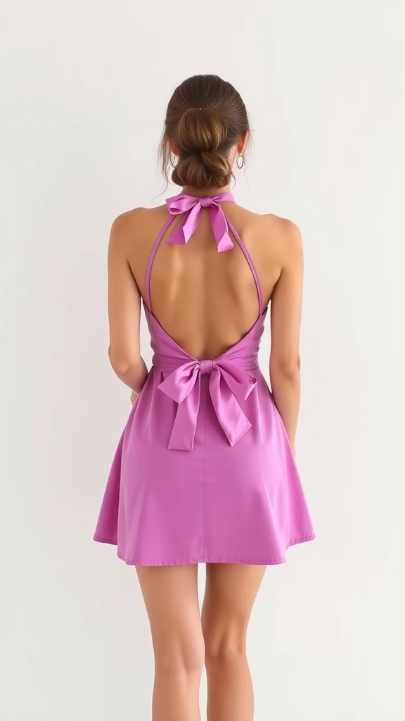 Women's Backless Bow Tie Short Dress 2025 Summer Models Sexy Halter Dresses Homecoming Dresses