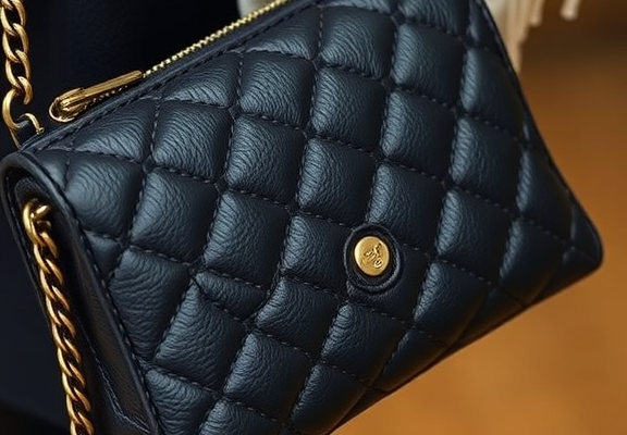 Women's Quilted Pillow Leather Tabby Wristlet with Chain