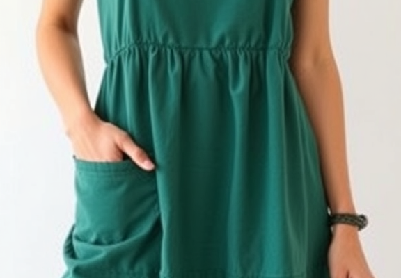 Women's Summer Casual Square Neck Dress with Pocket Cute Sleeveless High Waist