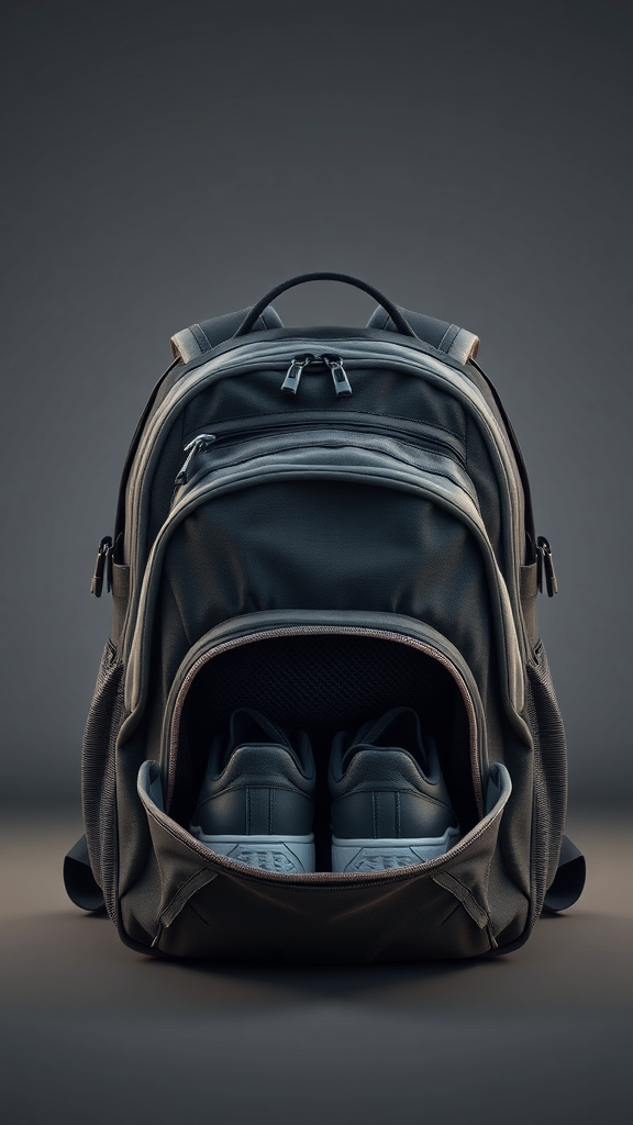 backpack with shoe compartment