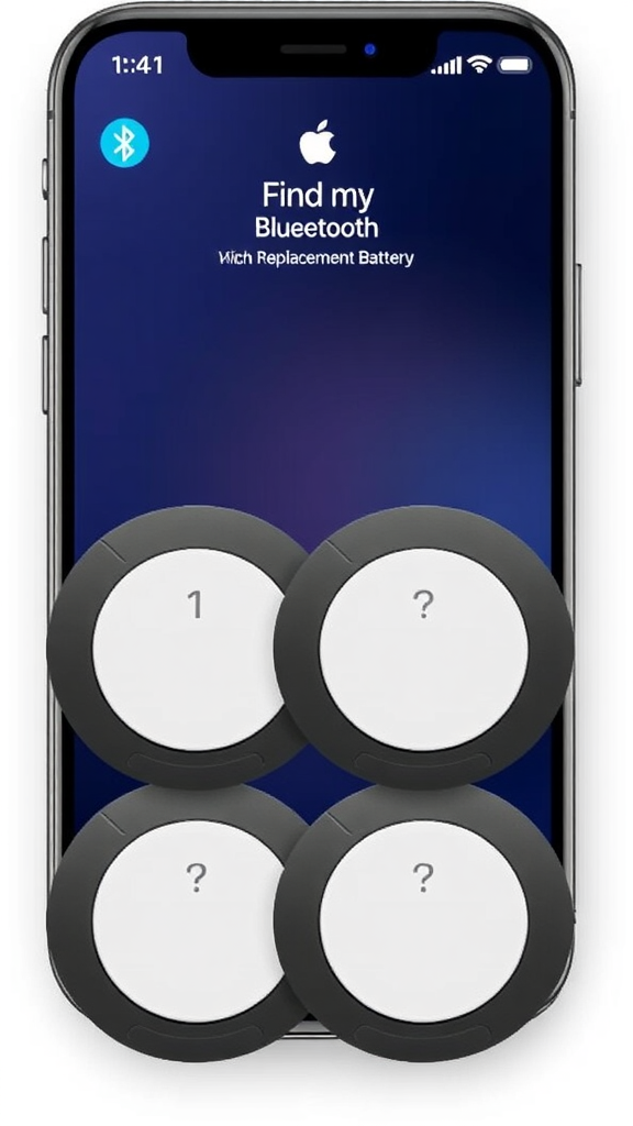Apple MFi Certified AirTags 4 Pack – Bluetooth Trackers for Find My with Replaceable Battery