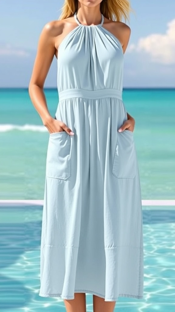 Newshows Women’s Halter Sundress – Casual Beach Wedding Guest Dress with Pockets 2025