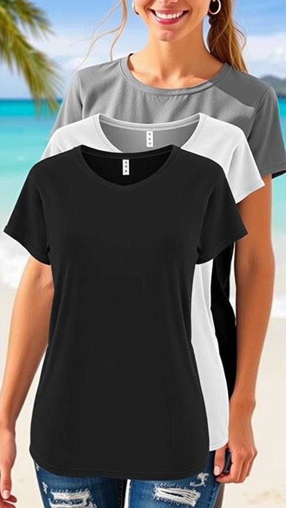 SUNBS Women’s 3-Pack Basic Tees – Short Sleeve Summer Tops for Vacation 2025