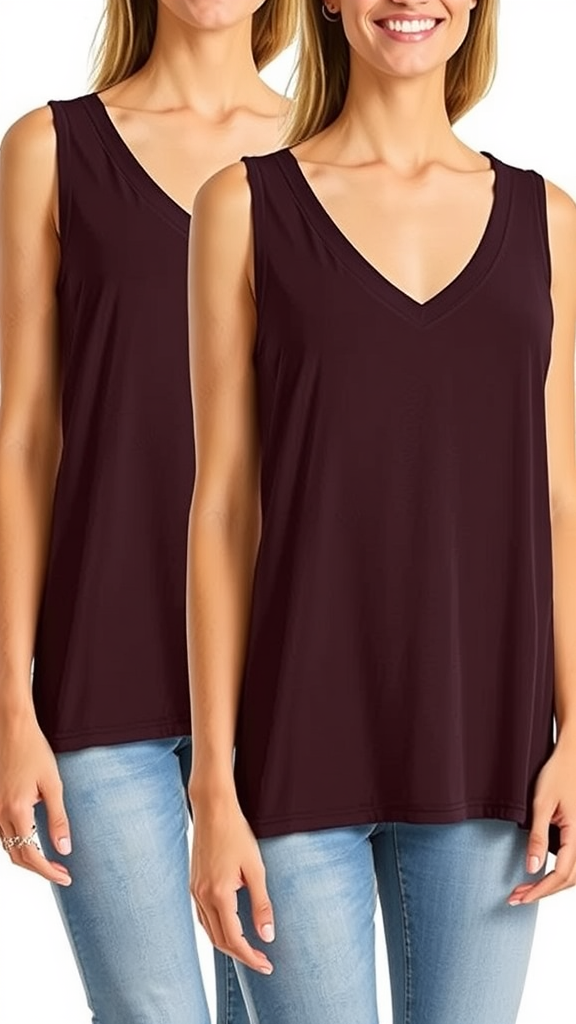 SUNBS Women’s 3-Pack V-Neck Tanks – Loose Fit Sleeveless Summer Tees