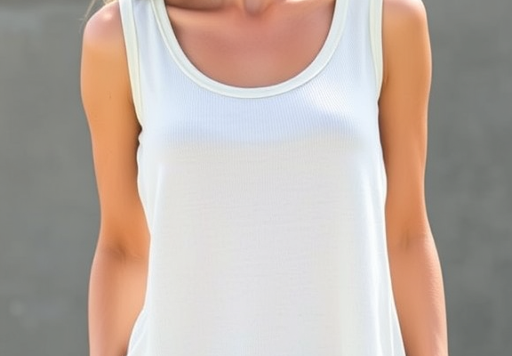 Saloogoe Women’s Summer Tank Top – Loose Sleeveless Ribbed Scoop Neck Curved Hem