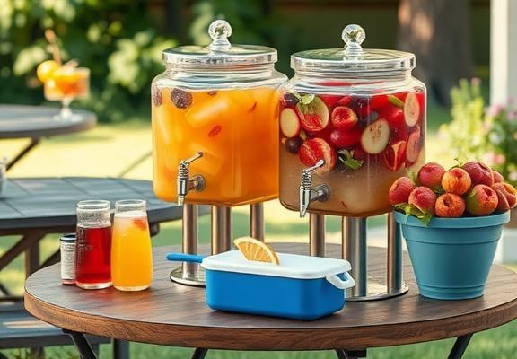 👉 Use outdoor beverage dispensers on a stable table—pair with a small cooler of extra ice