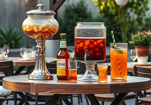 👉 Use outdoor beverage dispensers on a stable table—pair with a small cooler of extra ice nearby to refill drinks on the fly.