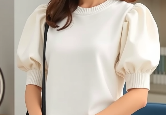 WIHOLL Women’s Puff Sleeve Sweater – Short Sleeve Spring/Summer Work Top 2025