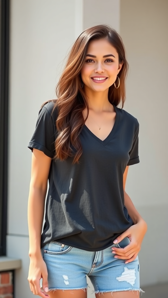 WIHOLL Women’s Short Sleeve V-Neck – Basic Casual Summer Top 2025