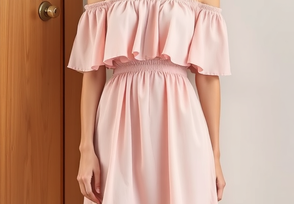 mini women's light pink off the shoulder dress