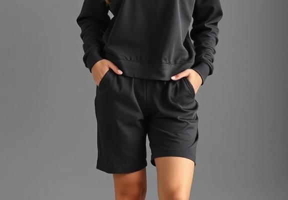 Aloodor Women’s 2-Piece Sweatsuit – Crewneck Sweatshirt & Shorts Lounge Set