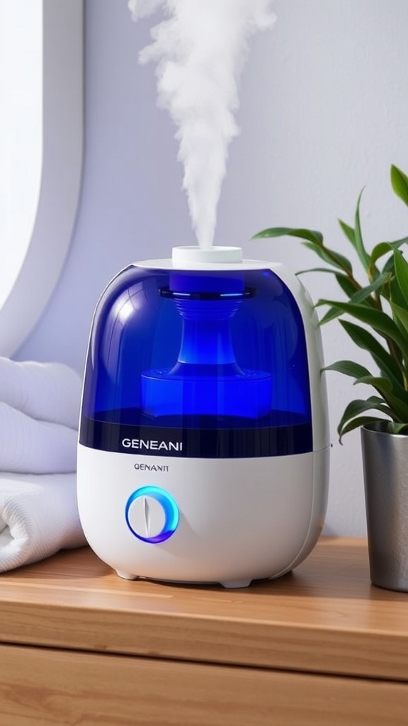 GENIANI Erie Travel Humidifier: Auto Shut-Off & Night Light for Overnight Cabin Comfort