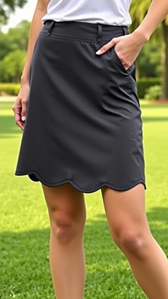 M MOTEEPI Women’s 16" Golf Skort with Pockets – Athletic Tennis Skirt with Scalloped Hem