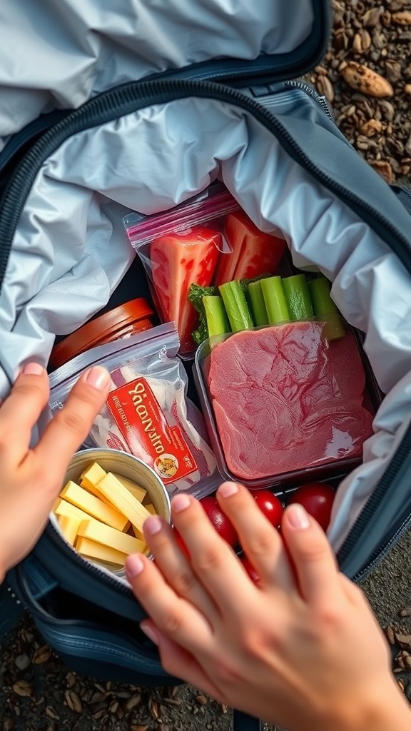 👉 Pack raw and ready-to-eat items in different “best cooler bag” compartments; sanitize hands before unpacking