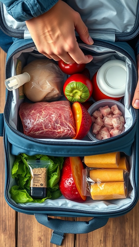 👉 Pack raw and ready-to-eat items in different “best cooler bag” compartments; sanitize hands before unpacking