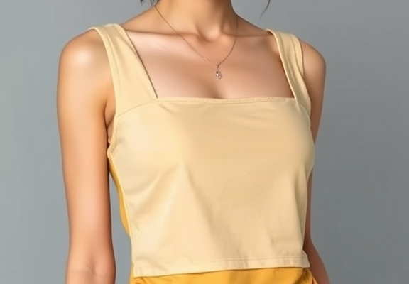 QINSEN Women’s Square Neck Tank Top – Side Ruched Double Lined Slim Fit Crop for Summer