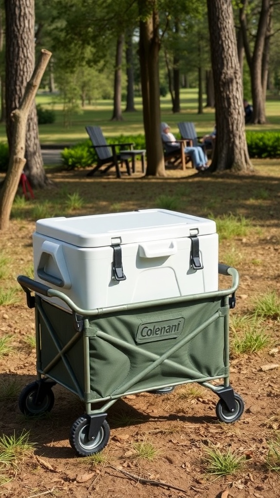 👉 Use wheeled Coleman portable camping chairs & cooler carts—free up hands for picnic baskets