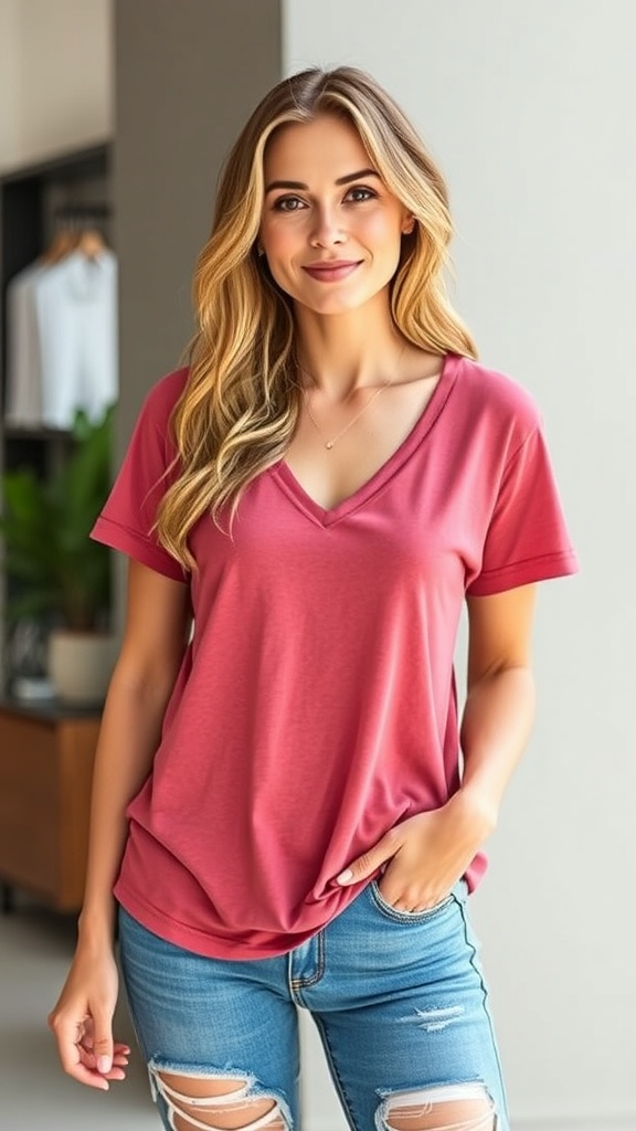 WEESO Women’s Short Sleeve V-Neck Tee – Cute Casual Summer Top