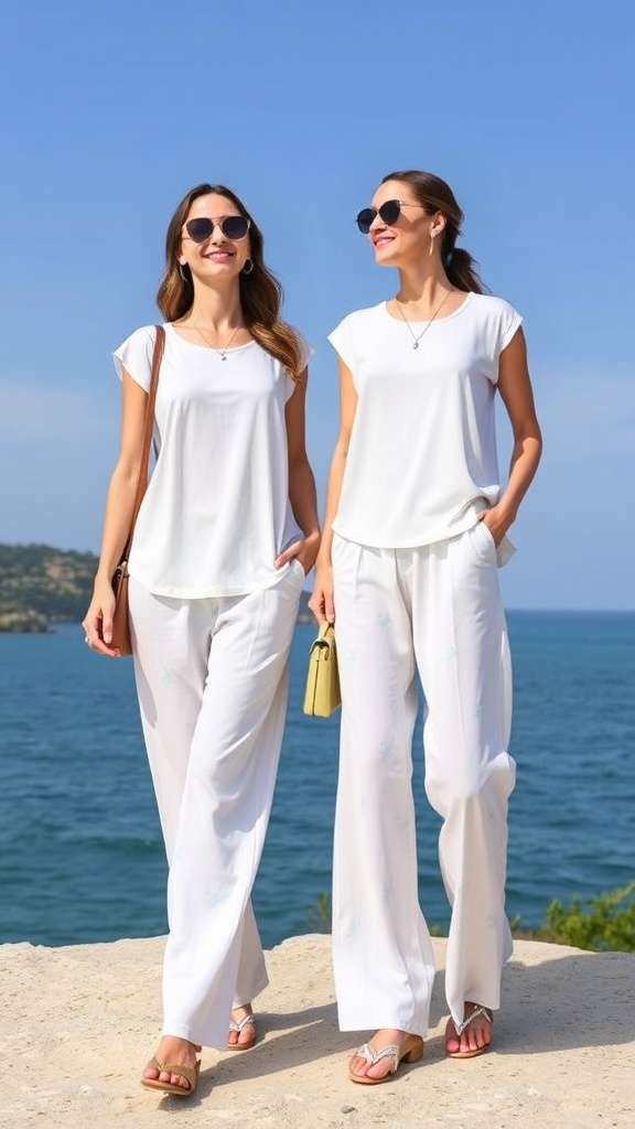 WIHOLL Two-Piece Women’s Set – Summer Travel Outfit with Cap Sleeve Lounge Top & Wide Leg Pants S-3XL