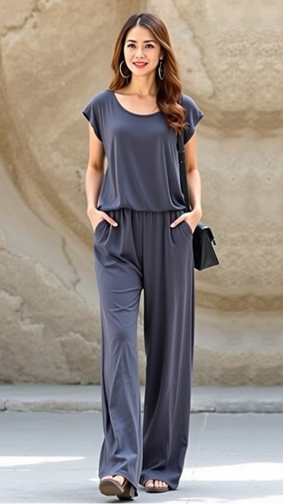 WIHOLL Two-Piece Women’s Set – Summer Travel Outfit with Cap Sleeve Lounge Top & Wide Leg Pants S-3XL