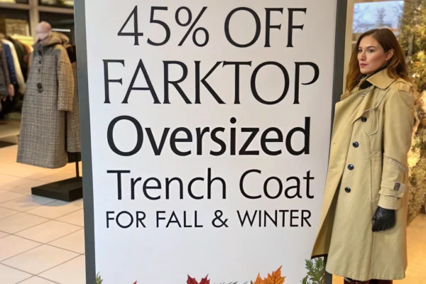45% Off Farktop Oversized Trench Coat for Fall & Winter